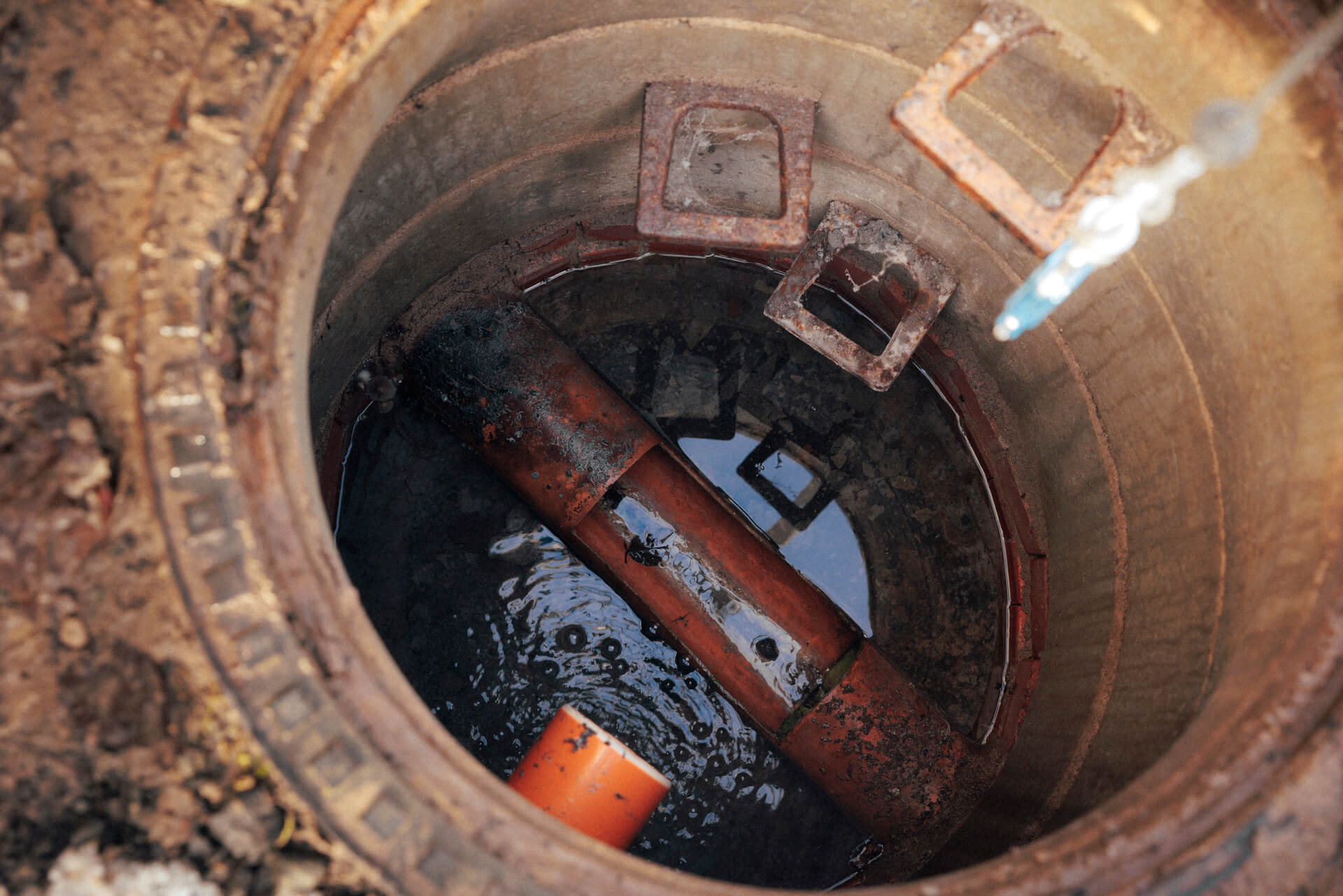 Detailaufnahme einer Abwasser Dichtheitsprüfung